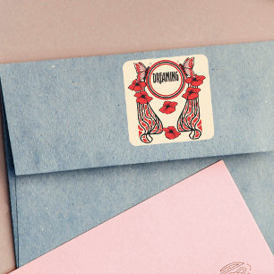 Red Poppy Flowers Butterfly Abstract Dreaming Vierkante Sticker