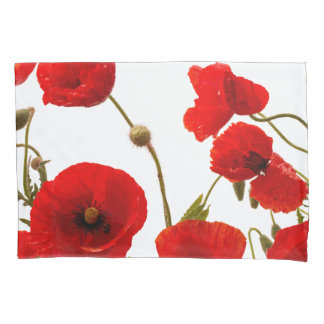Red Poppy Flowers Colorful Floral Abstract White Kussensloop