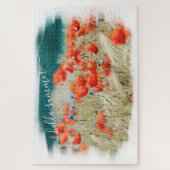 Red Poppy Flowers Corn Field met Hallo Summer Text Legpuzzel (Verticaal)