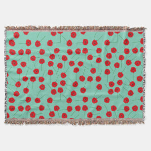 Red Poppy Flowers Custom Throw Blanket Deken