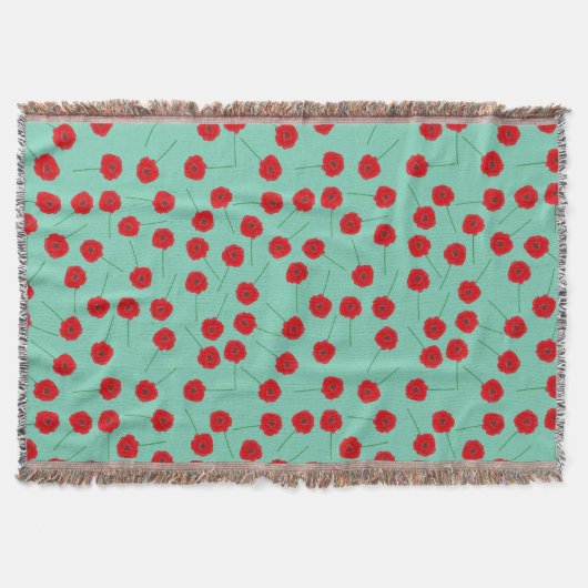 Red Poppy Flowers Custom Throw Blanket Deken (Voorkant)