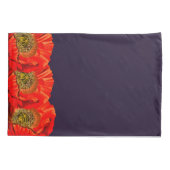 Red Poppy Flowers Edge & Dark Navy Kussensloop (Achterkant)