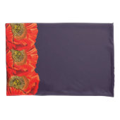 Red Poppy Flowers Edge & Dark Navy Kussensloop (Voorkant)