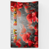 Red Poppy Flowers en Happy Birthday Kandles Spandoek (Verticaal)