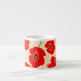 Red Poppy Flowers Espresso Kop