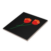 Red Poppy Flowers Extravagant Black Tegeltje (Zijkant)