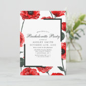 Red Poppy Flowers Floral Bachelorette Party Kaart (Staand voorkant)