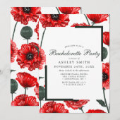 Red Poppy Flowers Floral Bachelorette Party Kaart (Voorkant / Achterkant)