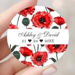 Red Poppy Flowers Floral Personalized Wedding Ronde Sticker<br><div class="desc">Red Poppy Flowers Floral Personalized Wedding Classic Round Sticker</div>