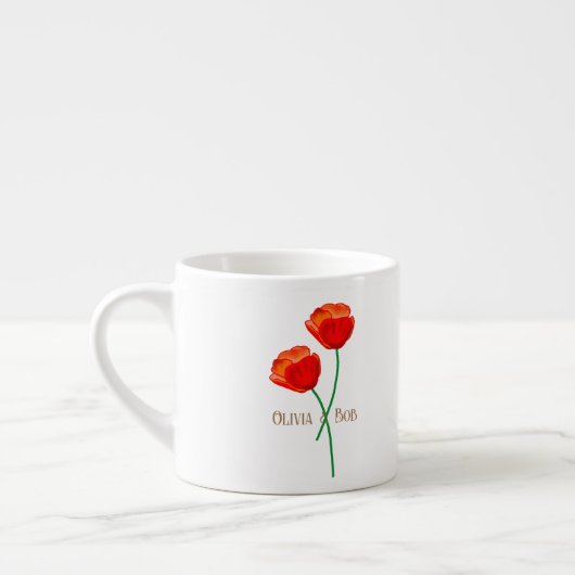 Red Poppy Flowers gepersonaliseerd Espresso Kop (Links)