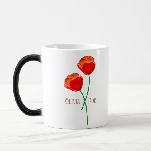 Red Poppy Flowers gepersonaliseerd Magische Mok (Links)