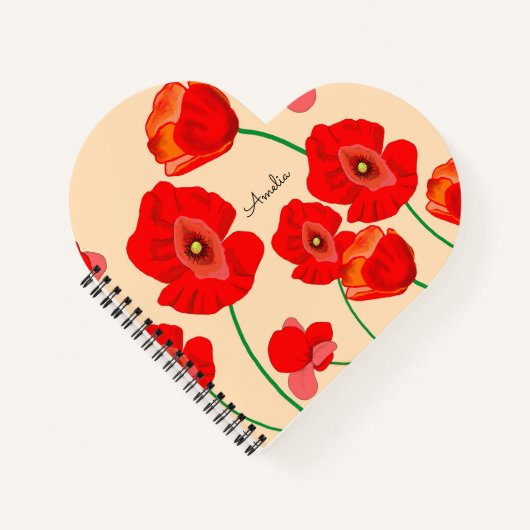 Red Poppy Flowers gepersonaliseerd Notitieboek (Voorkant)