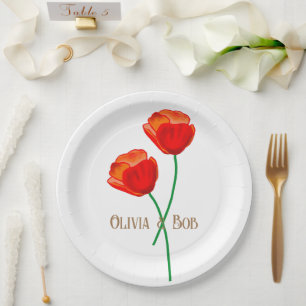 Red Poppy Flowers gepersonaliseerd Papieren Bordje
