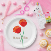 Red Poppy Flowers gepersonaliseerd Papieren Bordje (Feest)