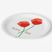 Red Poppy Flowers gepersonaliseerd Papieren Bordje (Gekanteld)