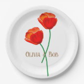 Red Poppy Flowers gepersonaliseerd Papieren Bordje (Voorkant)