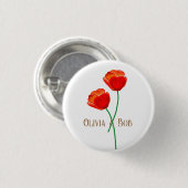 Red Poppy Flowers gepersonaliseerd Ronde Button 3,2 Cm (Voorkant /achterkant)