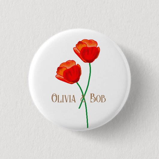 Red Poppy Flowers gepersonaliseerd Ronde Button 3,2 Cm (Voorkant)