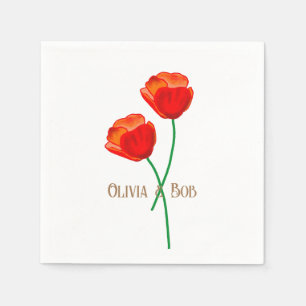 Red Poppy Flowers gepersonaliseerd Servet