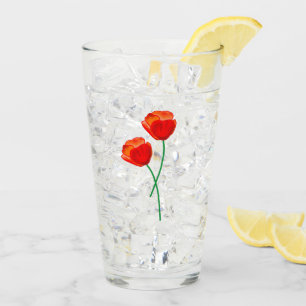 Red Poppy Flowers Glas