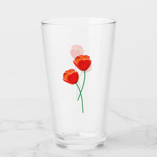 Red Poppy Flowers Glas (Achterkant)