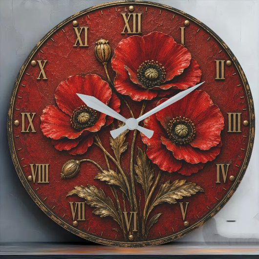 Red Poppy Flowers Grote Klok