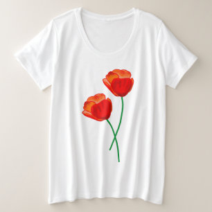 Red Poppy Flowers Grote Maat T-shirt