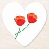 Red Poppy Flowers Heart Kartonnen Onderzetters (Voorkant)