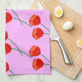 Red Poppy Flowers Heart Pastel Lila Theedoek (Quarter Fold)