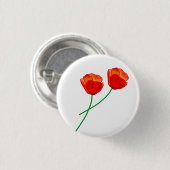 Red Poppy Flowers Heart Ronde Button 3,2 Cm (Voorkant /achterkant)