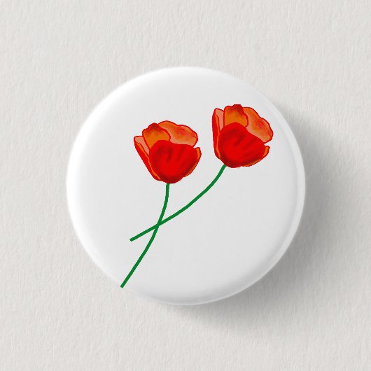 Red Poppy Flowers Heart Ronde Button 3,2 Cm (Voorkant)