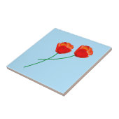 Red Poppy Flowers Heart Sky Bleek Blue Tegeltje (Zijkant)