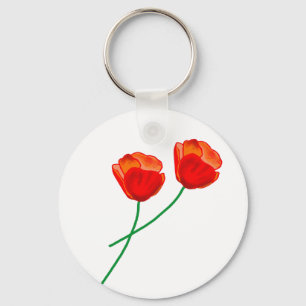 Red Poppy Flowers Heart Sleutelhanger