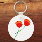 Red Poppy Flowers Heart Sleutelhanger (Voorkant)