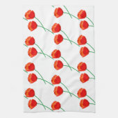 Red Poppy Flowers Heart White Theedoek (Verticaal)
