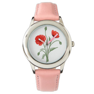 Red Poppy Flowers Horloge