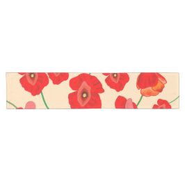 Red Poppy Flowers Korte Tafelloper