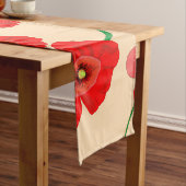 Red Poppy Flowers Korte Tafelloper (Voorbeeld)