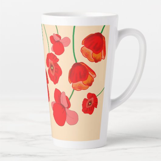 Red Poppy Flowers Latte Mok (Rechts)