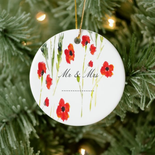 Red Poppy Flowers Mr & Mrs. Keramisch Ornament (Boom)