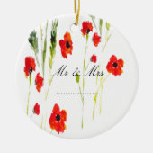 Red Poppy Flowers Mr & Mrs. Keramisch Ornament (Voorkant)