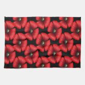 Red Poppy Flowers op Black Kitchen Towel Theedoek (Horizontaal)