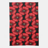 Red Poppy Flowers op Black Kitchen Towel Theedoek (Verticaal)