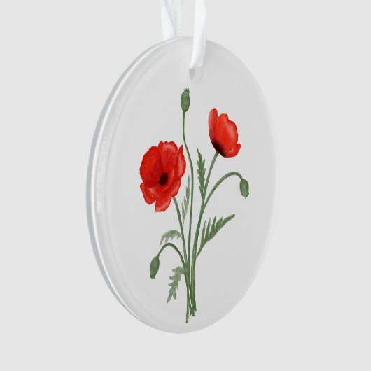Red Poppy Flowers Ornament (voorkant)