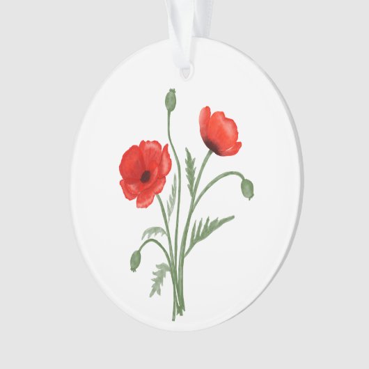 Red Poppy Flowers Ornament (voorkant)