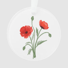 Red Poppy Flowers Ornament