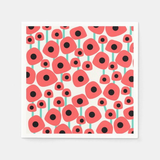 Red Poppy Flowers Paper Napkins Servet (Voorkant)
