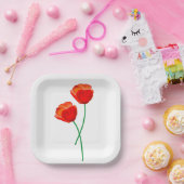 Red Poppy Flowers Papieren Bordje (Feest)
