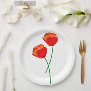 Red Poppy Flowers Papieren Bordje