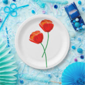 Red Poppy Flowers Papieren Bordje (Feest)